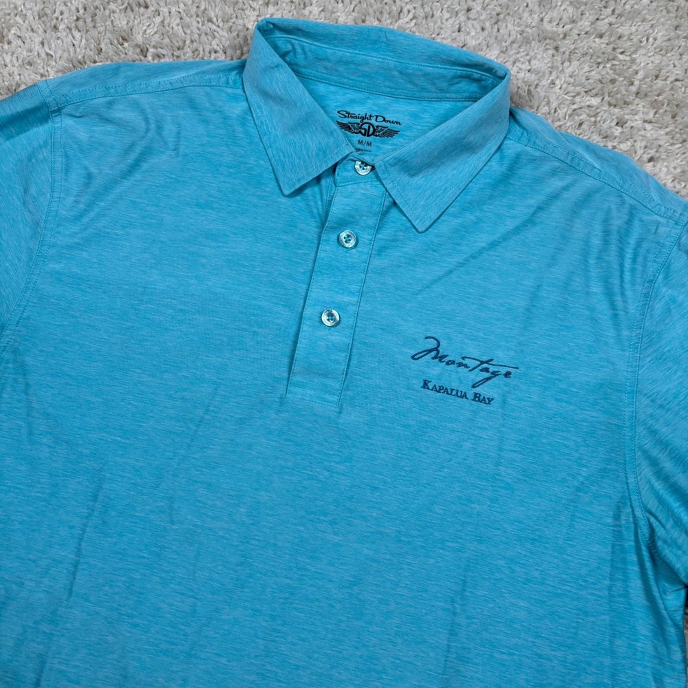 Straight Down Montage Kapalua Bay Golf Polo Mens M Blue Performance